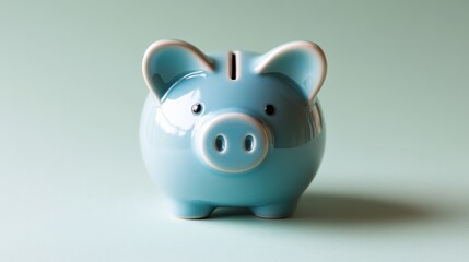A light blue piggy bank on a soft background symbolizing savings and financial planning