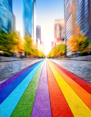 Obraz premium Strasse mit Regenbogenfarben bemalt 