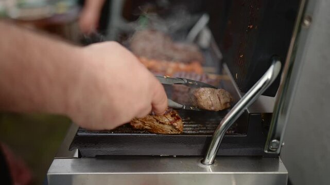 meat on an electric grill
