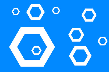 Abstract geometric pattern featuring white hexagons on a vibrant blue background representing modern design aesthetics