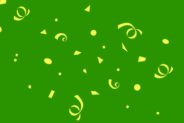 Colorful confetti floating against a vibrant green background brings a festive atmosphere to any celebration or event throughout the day