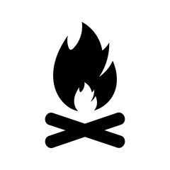 Illustration of a campfire symbol featuring flames and logs, representing outdoor gatherings and warmth of nature