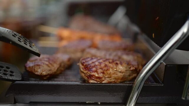 meat on an electric grill