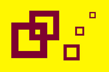 Fototapeta premium Modern geometric shapes in maroon and yellow create a bold visual composition