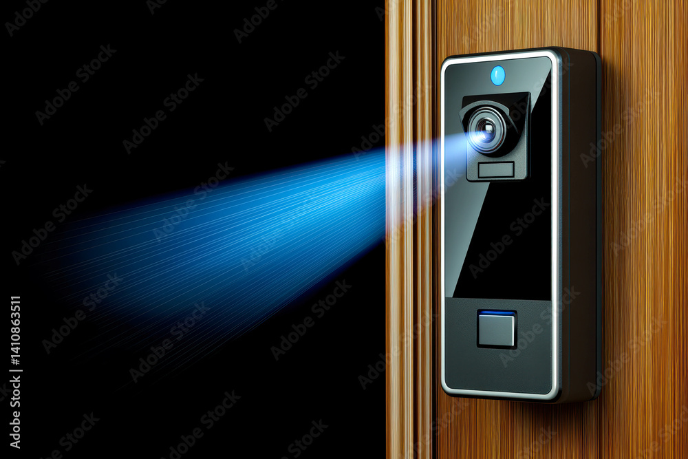 Aufkleber Biometric scanner in doorframe captures data with pulses of light for secure access control