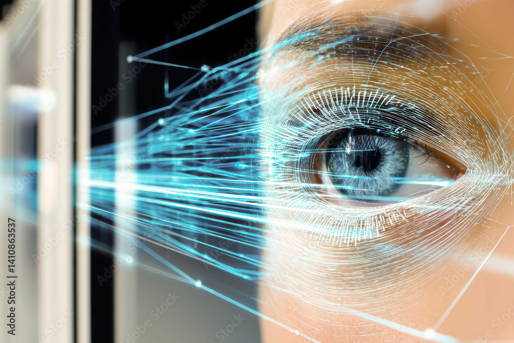 Aufkleber biometric scanner technology embedded in doorframe captures light pulses for identity verification