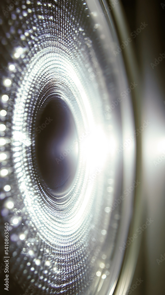 Poster Close up view of a biometric scanner embedded in a doorframe scanning pulses of light