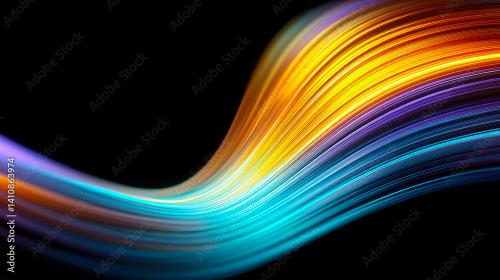 Aufkleber dynamic colorful wave lines create a futuristic energy flow on a black background