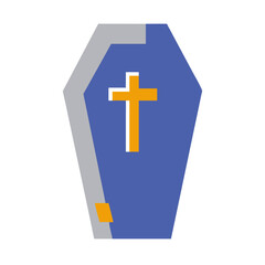 Obraz premium coffin with cross in modern flat design on white background 
