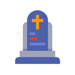 Obraz premium Tombstone with Cross Symbol in Flat Design 