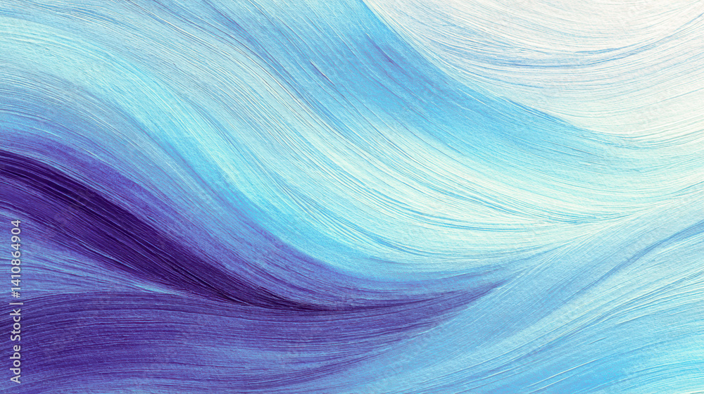Poster flowing indigo brushstrokes create calming organic watercolor pattern on textured paper background