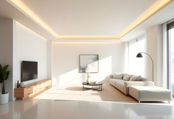 living room with a large white couch