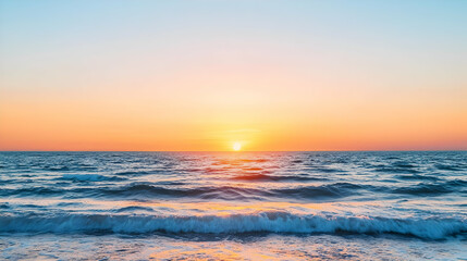 Obraz premium Vibrant Sunset Over Calm Ocean Waves