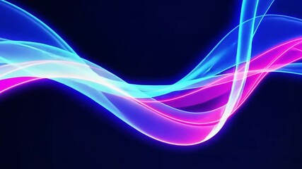 Abstract background featuring flowing neon pink and blue lines against a dark backdrop