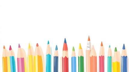 Colorful Pencils in a Row A Vibrant Collection for Creativity and Education