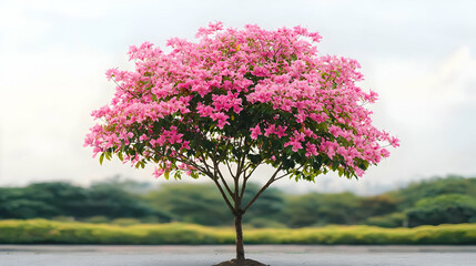 Obraz premium Pink Blossoms On Isolated Tree