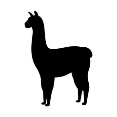 alpaca black silhouette icon - perfect for designs about jungle animals alpaca nature, wildlife, rainforest, vector art