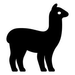 alpaca black silhouette icon - perfect for designs about jungle animals alpaca nature, wildlife, rainforest, vector art