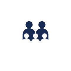A family of mother, father and 3 children. Vector symbol.