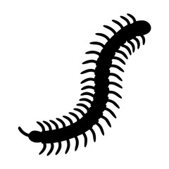 centipede black silhouette icon - perfect for designs about jungle animals centipede nature, wildlife, rainforest, vector art