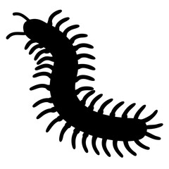 centipede black silhouette icon - perfect for designs about jungle animals centipede nature, wildlife, rainforest, vector art