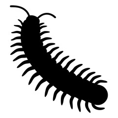 centipede black silhouette icon - perfect for designs about jungle animals centipede nature, wildlife, rainforest, vector art