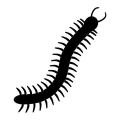 centipede black silhouette icon - perfect for designs about jungle animals centipede nature, wildlife, rainforest, vector art