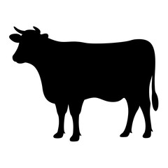 cow black silhouette icon - perfect for designs about jungle animals cow nature, wildlife, rainforest, vector art
