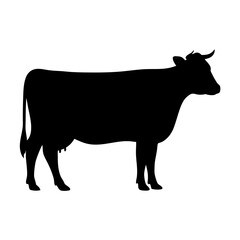 cow black silhouette icon - perfect for designs about jungle animals cow nature, wildlife, rainforest, vector art