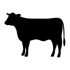 cow black silhouette icon - perfect for designs about jungle animals cow nature, wildlife, rainforest, vector art