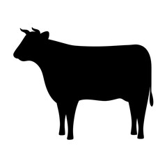 cow black silhouette icon - perfect for designs about jungle animals cow nature, wildlife, rainforest, vector art