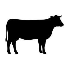 cow black silhouette icon - perfect for designs about jungle animals cow nature, wildlife, rainforest, vector art