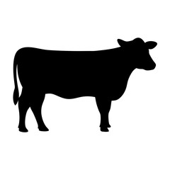 cow black silhouette icon - perfect for designs about jungle animals cow nature, wildlife, rainforest, vector art