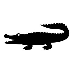 crocodile black silhouette icon - perfect for designs about jungle animals crocodile nature, wildlife, rainforest, vector art