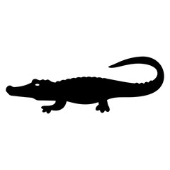 crocodile black silhouette icon - perfect for designs about jungle animals crocodile nature, wildlife, rainforest, vector art