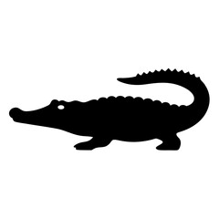 crocodile black silhouette icon - perfect for designs about jungle animals crocodile nature, wildlife, rainforest, vector art