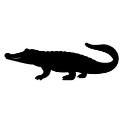 crocodile black silhouette icon - perfect for designs about jungle animals crocodile nature, wildlife, rainforest, vector art