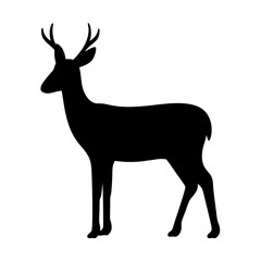 Obraz premium deer black silhouette icon - perfect for designs about jungle animals deer nature, wildlife, rainforest, vector art