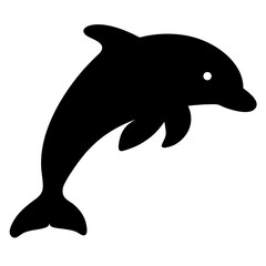 dolphin black silhouette icon - perfect for designs about jungle animals dolphin nature, wildlife, rainforest, vector art