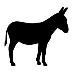 donkey black silhouette icon - perfect for designs about jungle animals donkey nature, wildlife, rainforest, vector art