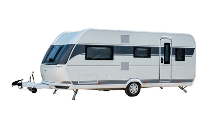 parked caravan, isolated on white background