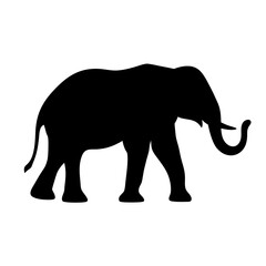 Fototapeta premium elephant black silhouette icon - perfect for designs about jungle animals elephant nature, wildlife, rainforest, vector art