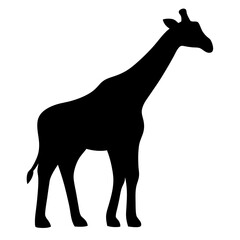 giraffe black silhouette icon - perfect for designs about jungle animals giraffe nature, wildlife, rainforest, vector art