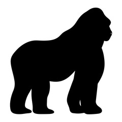 gorilla black silhouette icon - perfect for designs about jungle animals gorilla nature, wildlife, rainforest, vector art