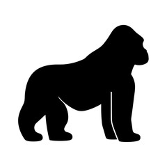 gorilla black silhouette icon - perfect for designs about jungle animals gorilla nature, wildlife, rainforest, vector art