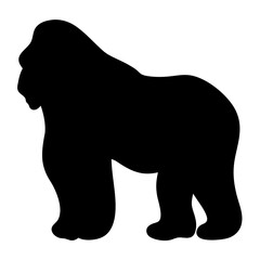 gorilla black silhouette icon - perfect for designs about jungle animals gorilla nature, wildlife, rainforest, vector art