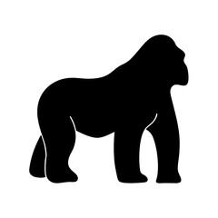 gorilla black silhouette icon - perfect for designs about jungle animals gorilla nature, wildlife, rainforest, vector art