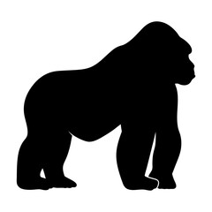 gorilla black silhouette icon - perfect for designs about jungle animals gorilla nature, wildlife, rainforest, vector art