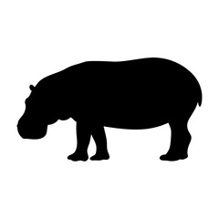 hippo black silhouette icon - perfect for designs about jungle animals hippo nature, wildlife, rainforest, vector art