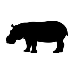 hippo black silhouette icon - perfect for designs about jungle animals hippo nature, wildlife, rainforest, vector art